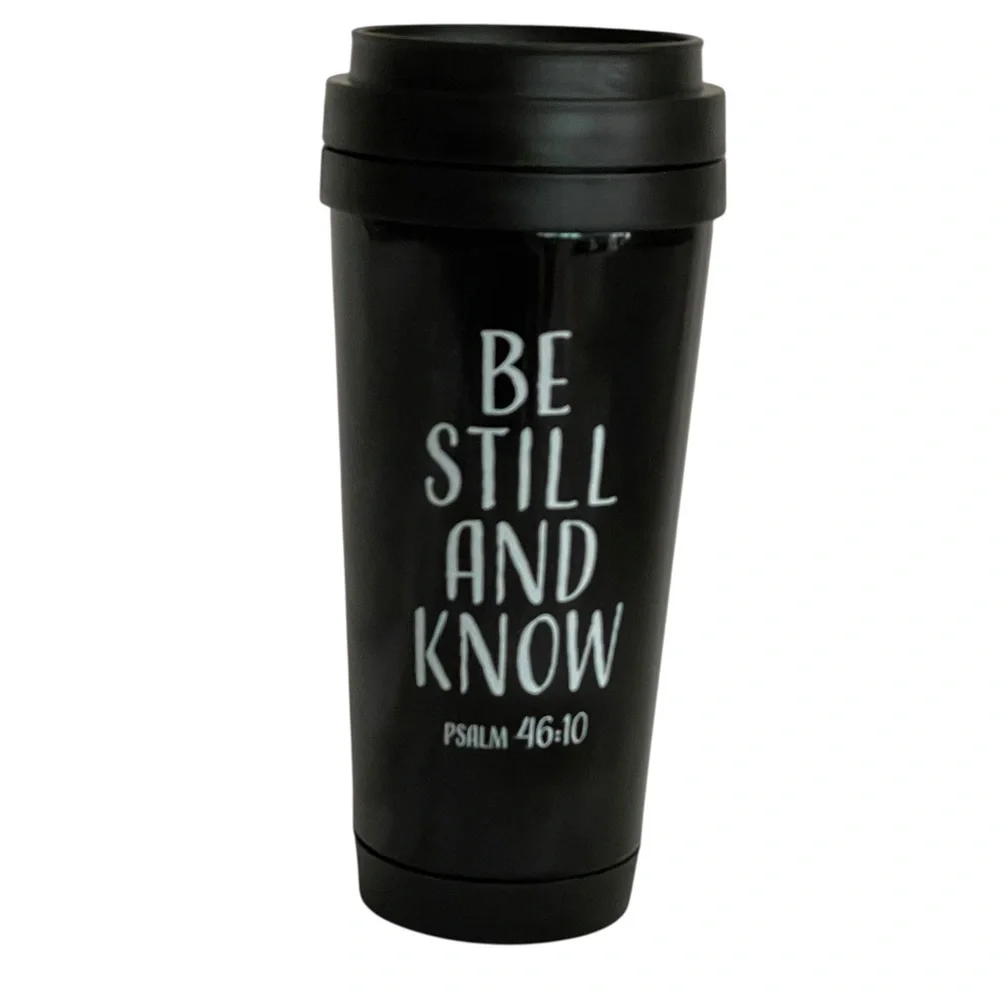 Acrylic Insulated Travel Tumbler Inspirational Verse 'Be Still And Know' 16 oz.